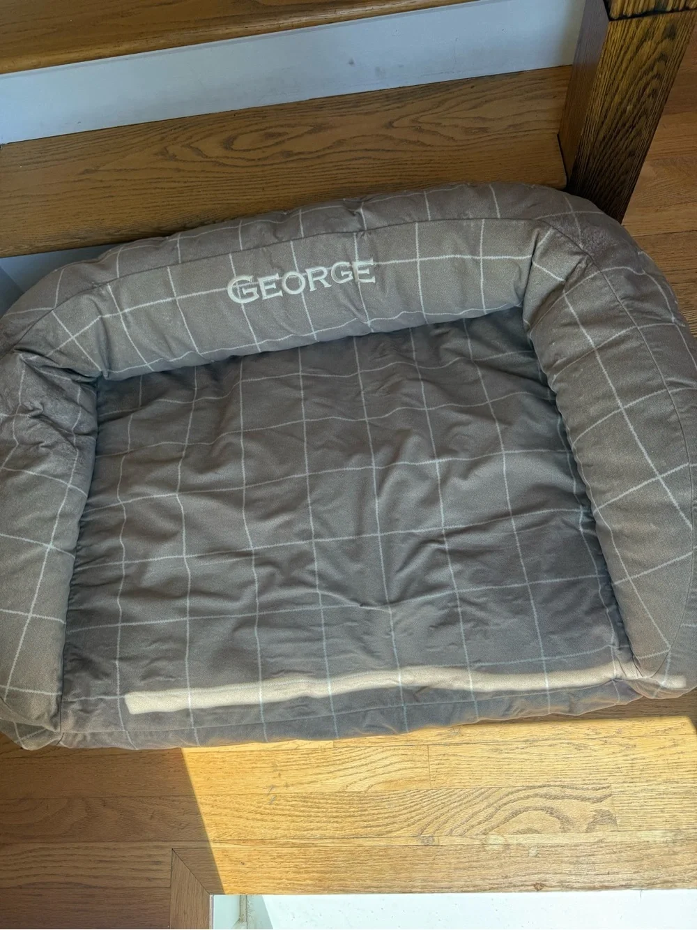Orvis Brown Plaid Orthopedic Dog Bed with Embroidered Name